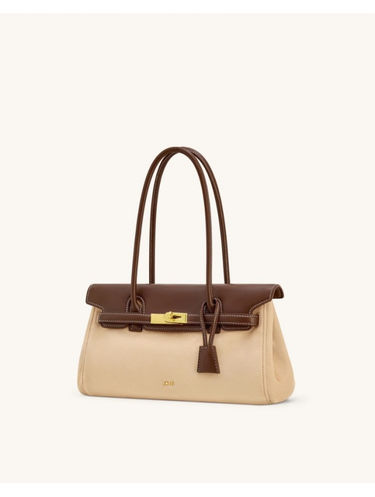 JW PEI Yara Faux Suede Shoulder Bag - Dark Brown Σκούρο Καφέ Τσάντα Ώμου
