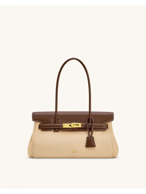 JW PEI Yara Faux Suede Shoulder Bag - Dark Brown Σκούρο Καφέ Τσάντα Ώμου