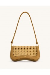 JW PEI Joy Faux Bamboo Woven Shoulder Bag - Brown Καφέ Ρατάν Τσάντα Ώμου
