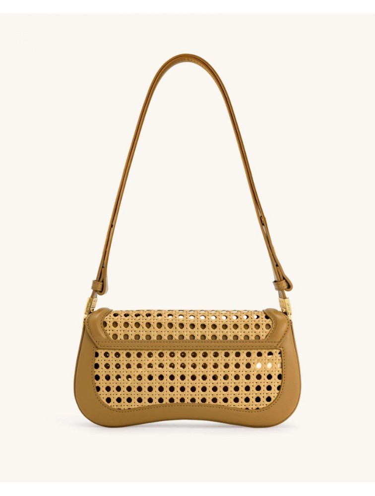 JW PEI Joy Faux Bamboo Woven Shoulder Bag - Brown Καφέ Ρατάν Τσάντα Ώμου