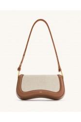 JW PEI Joy Shoulder Bag - Brown Canvas Καφέ Κανβά Τσάντα Ώμου