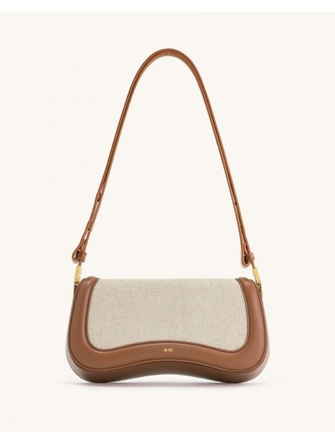 JW PEI Joy Shoulder Bag - Brown Canvas Καφέ Κανβά Τσάντα Ώμου