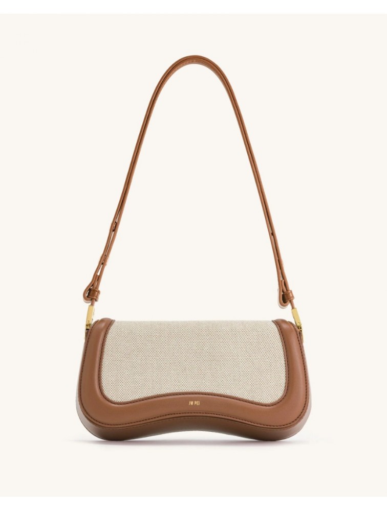 JW PEI Joy Shoulder Bag - Brown Canvas Καφέ Κανβά Τσάντα Ώμου