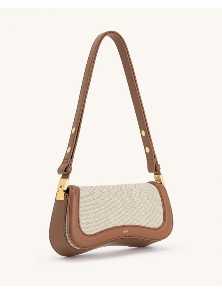 JW PEI Joy Shoulder Bag - Brown Canvas Καφέ Κανβά Τσάντα Ώμου