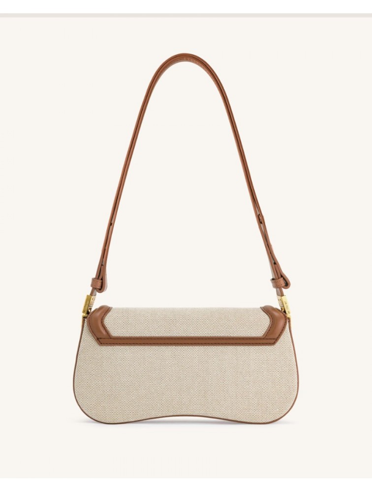 JW PEI Joy Shoulder Bag - Brown Canvas Καφέ Κανβά Τσάντα Ώμου