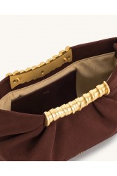 JW PEI Leia Pleated Clutch - Dark Brown Καφέ Τσάντα Χειρός με Μεταλλικό Χερούλι
