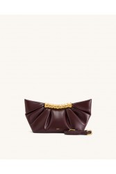 JW PEI Leia Pleated Clutch - Deep Burgundy Μπορντώ Τσάντα Χειρός με Μεταλλικό Χερούλι