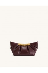 JW PEI Leia Pleated Clutch - Deep Burgundy Μπορντώ Τσάντα Χειρός με Μεταλλικό Χερούλι