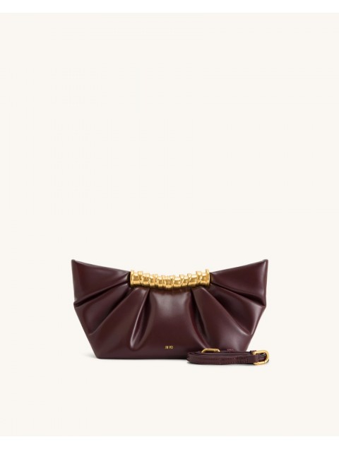 JW PEI Leia Pleated Clutch - Deep Burgundy Μπορντώ Τσάντα Χειρός με Μεταλλικό Χερούλι
