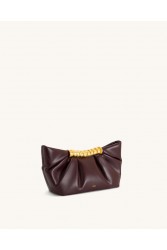 JW PEI Leia Pleated Clutch - Deep Burgundy Μπορντώ Τσάντα Χειρός με Μεταλλικό Χερούλι