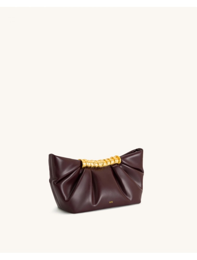 JW PEI Leia Pleated Clutch - Deep Burgundy Μπορντώ Τσάντα Χειρός με Μεταλλικό Χερούλι