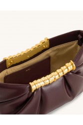 JW PEI Leia Pleated Clutch - Deep Burgundy Μπορντώ Τσάντα Χειρός με Μεταλλικό Χερούλι