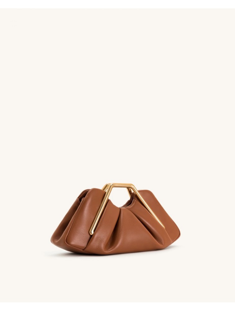 JW PEI  Lila Metal Frame Clutch - Brown Καφέ Τσάντα Χειρός με Μεταλλικά Στοιχεία