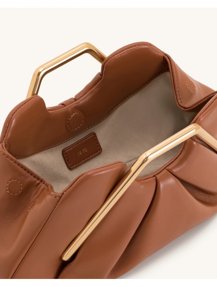 JW PEI  Lila Metal Frame Clutch - Brown Καφέ Τσάντα Χειρός με Μεταλλικά Στοιχεία
