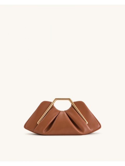 JW PEI  Lila Metal Frame Clutch - Brown Καφέ Τσάντα Χειρός με Μεταλλικά Στοιχεία