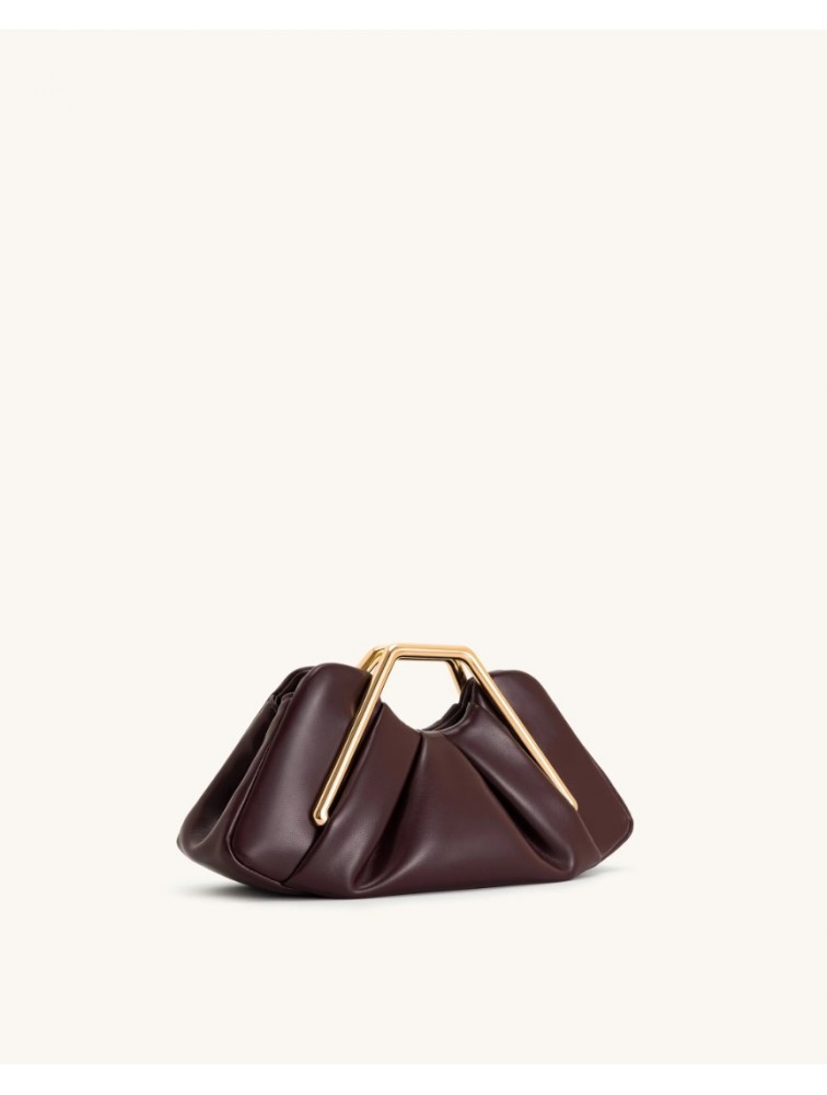 JW PEI Lila Metal Frame Clutch - Burgundy Μπορντώ Τσάντα Χειρός με Μεταλλικά Στοιχεία