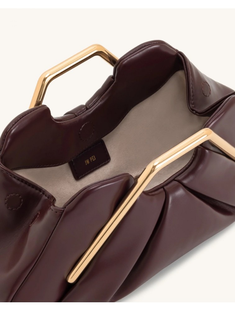 JW PEI Lila Metal Frame Clutch - Burgundy Μπορντώ Τσάντα Χειρός με Μεταλλικά Στοιχεία