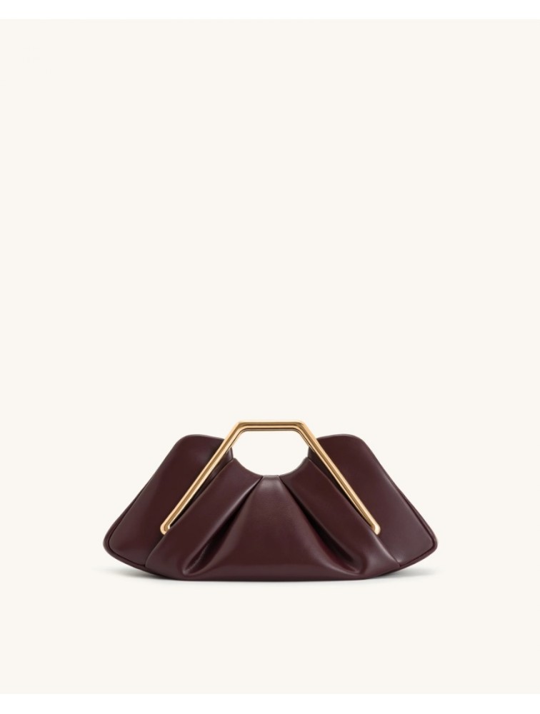 JW PEI Lila Metal Frame Clutch - Burgundy Μπορντώ Τσάντα Χειρός με Μεταλλικά Στοιχεία