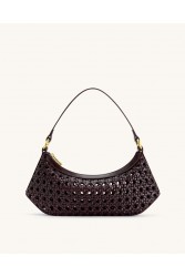 JW PEI Lily Faux Bamboo Woven Shoulder Bag - Deep Claret Μελιτζανί Τσάντα Ώμου