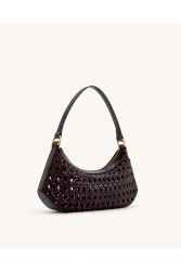 JW PEI Lily Faux Bamboo Woven Shoulder Bag - Deep Claret Μελιτζανί Τσάντα Ώμου