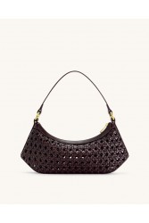 JW PEI Lily Faux Bamboo Woven Shoulder Bag - Deep Claret Μελιτζανί Τσάντα Ώμου