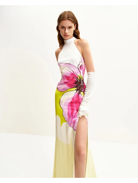 JW PEI Olivia Floral Halter Gown - Multicolor Φλοράλ Μάξι Φόρεμα