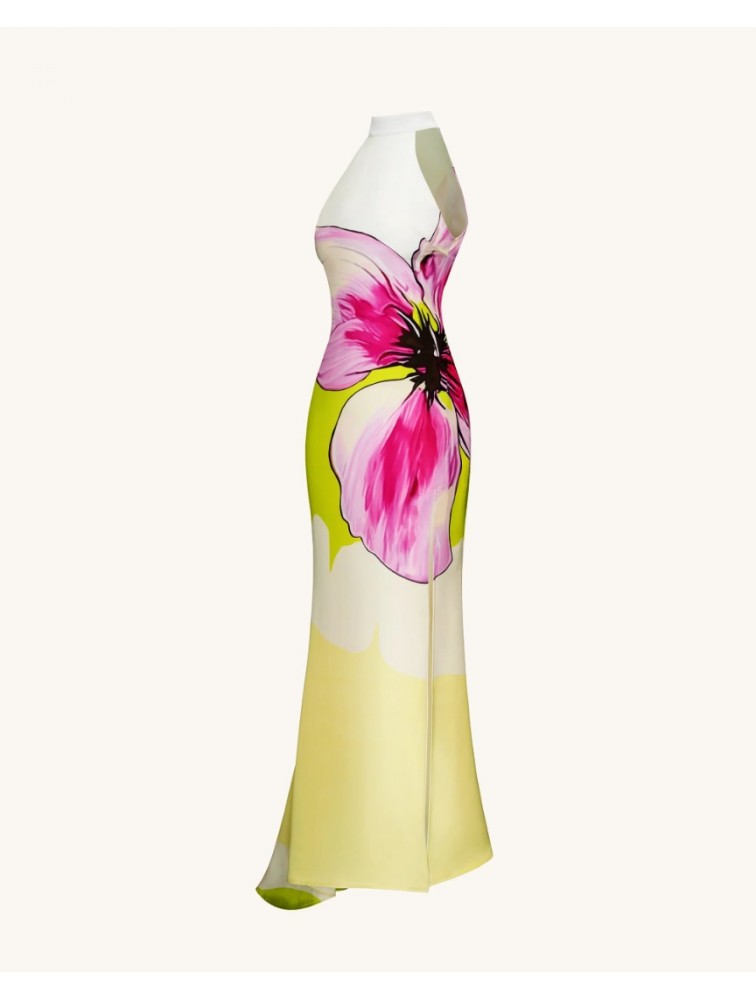 JW PEI Olivia Floral Halter Gown - Multicolor Φλοράλ Μάξι Φόρεμα