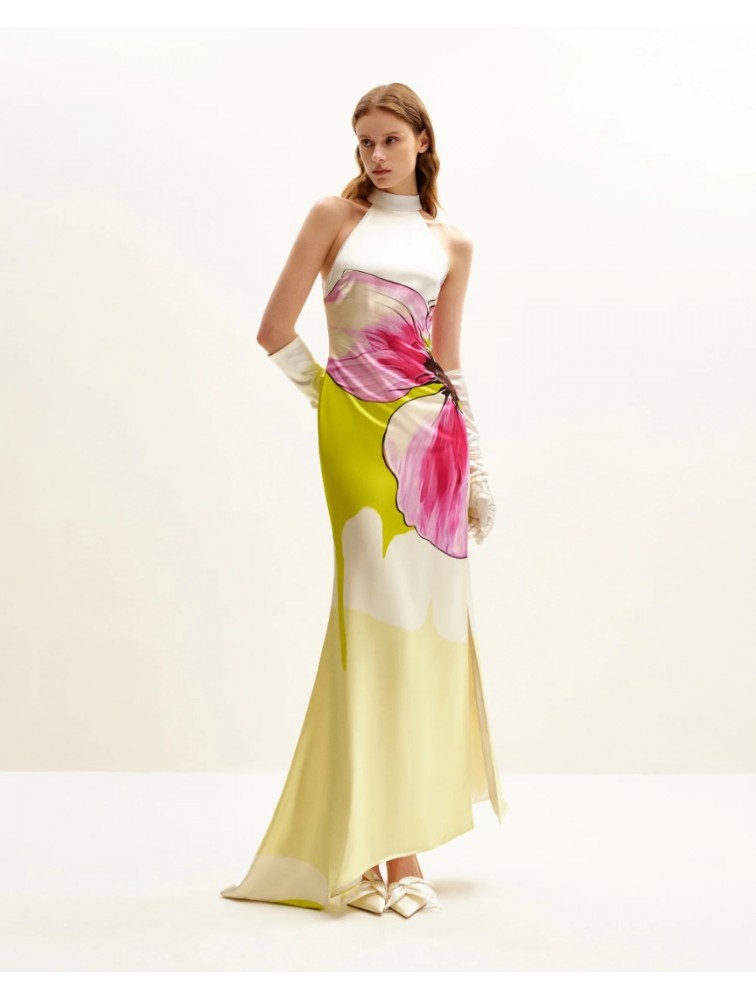 JW PEI Olivia Floral Halter Gown - Multicolor Φλοράλ Μάξι Φόρεμα
