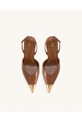 JW PEI Savannah Gold Tipped Slingback Pumps - Brown Καφέ Γόβα με Χρυσή Μύτη