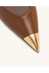 JW PEI Savannah Gold Tipped Slingback Pumps - Brown Καφέ Γόβα με Χρυσή Μύτη