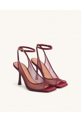 JW PEI Serenity Open Toe Mesh Slingback Sandals - Burgundy Μπορντώ Φιλτιρέ Πέδιλο