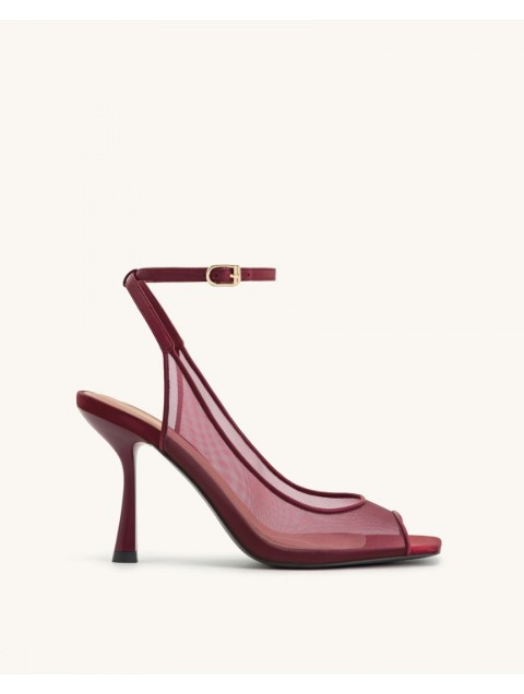 JW PEI Serenity Open Toe Mesh Slingback Sandals - Burgundy Μπορντώ Φιλτιρέ Πέδιλο