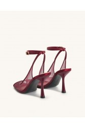 JW PEI Serenity Open Toe Mesh Slingback Sandals - Burgundy Μπορντώ Φιλτιρέ Πέδιλο