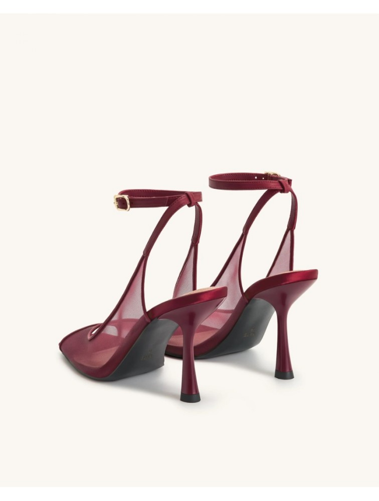 JW PEI Serenity Open Toe Mesh Slingback Sandals - Burgundy Μπορντώ Φιλτιρέ Πέδιλο