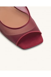 JW PEI Serenity Open Toe Mesh Slingback Sandals - Burgundy Μπορντώ Φιλτιρέ Πέδιλο