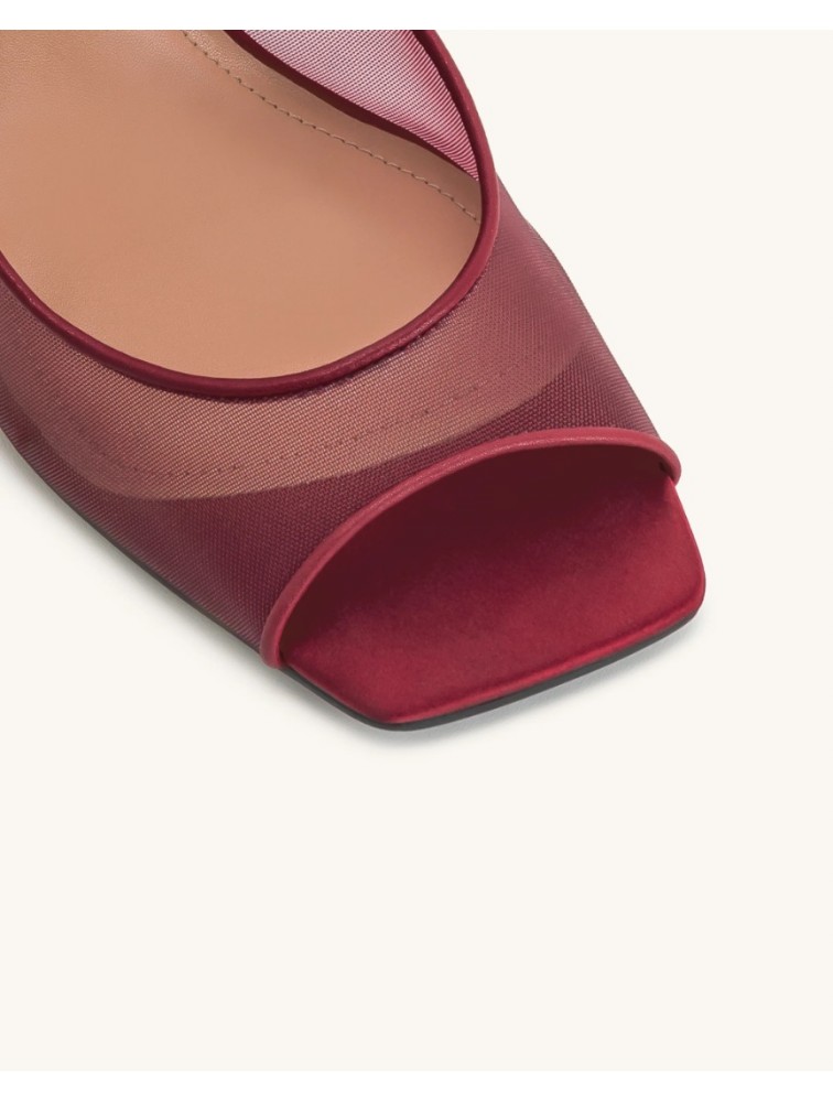 JW PEI Serenity Open Toe Mesh Slingback Sandals - Burgundy Μπορντώ Φιλτιρέ Πέδιλο