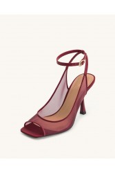 JW PEI Serenity Open Toe Mesh Slingback Sandals - Burgundy Μπορντώ Φιλτιρέ Πέδιλο