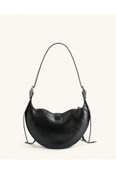 JW PEI Tessa Crushed Shoulder Bag - Black Μαύρη Τσάντα 'Ωμου με Μεταλλικά Στοιχεία