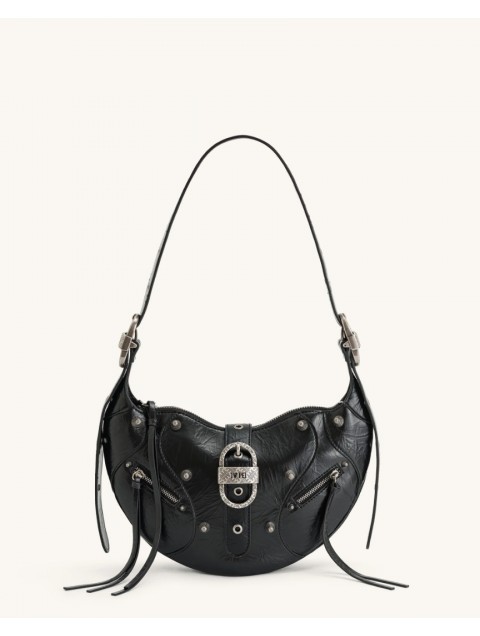 JW PEI Tessa Crushed Shoulder Bag - Black Μαύρη Τσάντα 'Ωμου με Μεταλλικά Στοιχεία