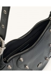 JW PEI Tessa Crushed Shoulder Bag - Black Μαύρη Τσάντα 'Ωμου με Μεταλλικά Στοιχεία
