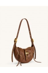 JW PEI Tessa Crushed Shoulder Bag - Brown Καφέ Τσάντα 'Ωμου με Μεταλλικά Στοιχεία