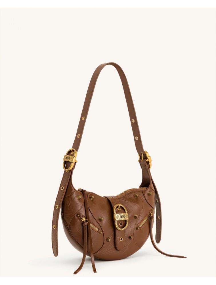 JW PEI Tessa Crushed Shoulder Bag - Brown Καφέ Τσάντα 'Ωμου με Μεταλλικά Στοιχεία