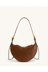 JW PEI Tessa Crushed Shoulder Bag - Brown Καφέ Τσάντα 'Ωμου με Μεταλλικά Στοιχεία