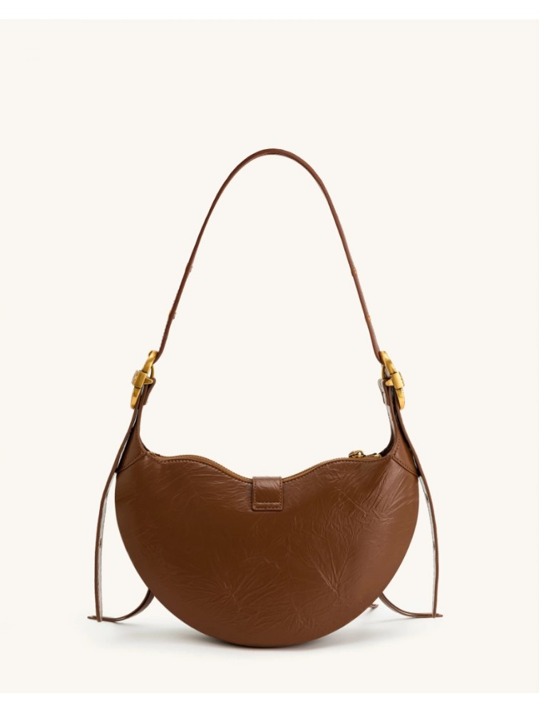 JW PEI Tessa Crushed Shoulder Bag - Brown Καφέ Τσάντα 'Ωμου με Μεταλλικά Στοιχεία