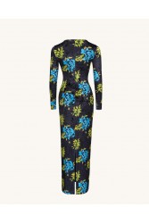 JW PEI Zoe Vibrant Floral Long Sleeve Gown - Multicolor Φλοράλ Βελούδινο Μάξι Φόρεμα