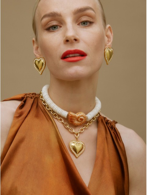 KALEIDO ALLEGRA CLIPS (GOLD/CRYSTAL) Χρυσά σκουλαρίκια από μασίφ ορείχαλκο 