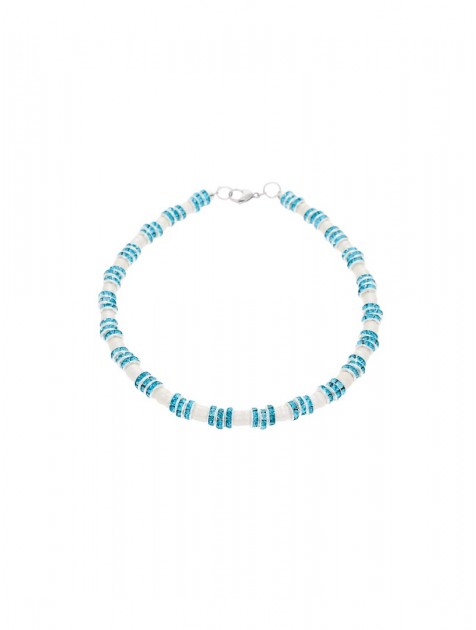 KALEIDO PALMA NECKLACE (AQUA BLUE) Μπλε Κολιέ με μαργαριτάρια γλυκού νερού 