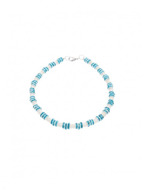 KALEIDO PALMA NECKLACE (AQUA BLUE) Μπλε Κολιέ με μαργαριτάρια γλυκού νερού 