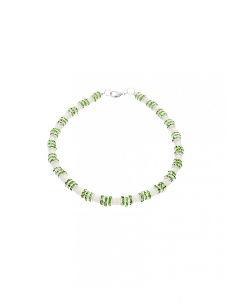 KALEIDO PALMA NECKLACE(GREEN) Πράσινο Κολιέ με μαργαριτάρια γλυκού νερού