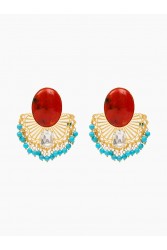 KALEIDO CAMELIA Earrings Σκουλαρίκια από ορείχαλκο επιχρυσωμένο 24 καρατίων